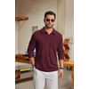 image:imageCOOFANDY Mens Knit Polo Shirt Long Sleeve Polo Sweaters Casual Golf ShirtsDark Red