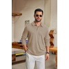 image:imageCOOFANDY Mens Knit Polo Shirt Long Sleeve Polo Sweaters Casual Golf ShirtsKhaki