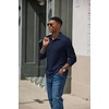 image:imageCOOFANDY Mens Knit Polo Shirt Long Sleeve Polo Sweaters Casual Golf ShirtsNavy Blue