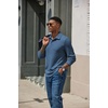 image:imageCOOFANDY Mens Knit Polo Shirt Long Sleeve Polo Sweaters Casual Golf ShirtsSea Blue