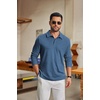 image:imageCOOFANDY Mens Knit Polo Shirt Long Sleeve Polo Sweaters Casual Golf ShirtsSea Blue