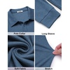 image:imageCOOFANDY Mens Knit Polo Shirt Long Sleeve Polo Sweaters Casual Golf ShirtsSea Blue