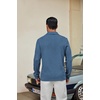 image:imageCOOFANDY Mens Knit Polo Shirt Long Sleeve Polo Sweaters Casual Golf ShirtsSea Blue