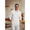 image:imageCOOFANDY Mens Knit Polo Shirt Long Sleeve Polo Sweaters Casual Golf ShirtsWhite