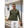 image:imageCOOFANDY Mens Long Sleeve Polo Shirt Golf Lightweight Breathable Moisture Wicking Shirt for Business Casual Work Outdoor1 Pack Army Green