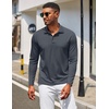 image:imageCOOFANDY Mens Long Sleeve Polo Shirt Golf Lightweight Breathable Moisture Wicking Shirt for Business Casual Work Outdoor1 Pack Dark Grey
