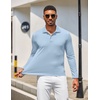 image:imageCOOFANDY Mens Long Sleeve Polo Shirt Golf Lightweight Breathable Moisture Wicking Shirt for Business Casual Work Outdoor1 Pack Light Blue