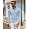 image:imageCOOFANDY Mens Long Sleeve Polo Shirt Golf Lightweight Breathable Moisture Wicking Shirt for Business Casual Work Outdoor1 Pack Light Blue