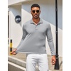 image:imageCOOFANDY Mens Long Sleeve Polo Shirt Golf Lightweight Breathable Moisture Wicking Shirt for Business Casual Work Outdoor1 Pack Light Grey