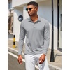 image:imageCOOFANDY Mens Long Sleeve Polo Shirt Golf Lightweight Breathable Moisture Wicking Shirt for Business Casual Work Outdoor1 Pack Light Grey