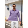 image:imageCOOFANDY Mens Long Sleeve Polo Shirt Golf Lightweight Breathable Moisture Wicking Shirt for Business Casual Work Outdoor1 Pack Lilac