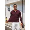 image:imageCOOFANDY Mens Long Sleeve Polo Shirt Golf Lightweight Breathable Moisture Wicking Shirt for Business Casual Work Outdoor1 Pack Maroon