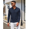image:imageCOOFANDY Mens Long Sleeve Polo Shirt Golf Lightweight Breathable Moisture Wicking Shirt for Business Casual Work Outdoor1 Pack Navy Blue