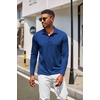 image:imageCOOFANDY Mens Long Sleeve Polo Shirt Golf Lightweight Breathable Moisture Wicking Shirt for Business Casual Work Outdoor1 Pack Sapphire Blue