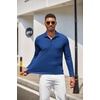 image:imageCOOFANDY Mens Long Sleeve Polo Shirt Golf Lightweight Breathable Moisture Wicking Shirt for Business Casual Work Outdoor1 Pack Sapphire Blue