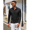 image:imageCOOFANDY Mens Long Sleeve Polo Shirt Golf Lightweight Breathable Moisture Wicking Shirt for Business Casual Work Outdoor3 Pack Black  Dark Grey  Wine Red