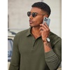 image:imageCOOFANDY Mens Long Sleeve Polo Shirts Casual Corduroy Polo TeeArmy Green