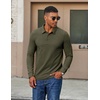 image:imageCOOFANDY Mens Long Sleeve Polo Shirts Casual Corduroy Polo TeeArmy Green
