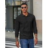 image:imageCOOFANDY Mens Long Sleeve Polo Shirts Casual Corduroy Polo TeeBlack
