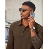 image:imageCOOFANDY Mens Long Sleeve Polo Shirts Casual Corduroy Polo TeeBrown
