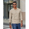image:imageCOOFANDY Mens Long Sleeve Polo Shirts Casual Corduroy Polo TeeCream