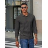 image:imageCOOFANDY Mens Long Sleeve Polo Shirts Casual Corduroy Polo TeeDark Grey