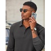 image:imageCOOFANDY Mens Long Sleeve Polo Shirts Casual Corduroy Polo TeeDark Grey