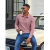 image:imageCOOFANDY Mens Long Sleeve Polo Shirts Casual Corduroy Polo TeeDusty Pink