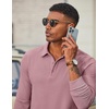 image:imageCOOFANDY Mens Long Sleeve Polo Shirts Casual Corduroy Polo TeeDusty Pink