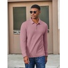 image:imageCOOFANDY Mens Long Sleeve Polo Shirts Casual Corduroy Polo TeeDusty Pink