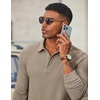 image:imageCOOFANDY Mens Long Sleeve Polo Shirts Casual Corduroy Polo TeeKhaki