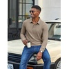 image:imageCOOFANDY Mens Long Sleeve Polo Shirts Casual Corduroy Polo TeeKhaki