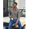 image:imageCOOFANDY Mens Long Sleeve Polo Shirts Casual Corduroy Polo TeeLight Grey