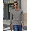 image:imageCOOFANDY Mens Long Sleeve Polo Shirts Casual Corduroy Polo TeeLight Grey