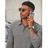 image:imageCOOFANDY Mens Long Sleeve Polo Shirts Casual Corduroy Polo TeeLight Grey