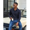 image:imageCOOFANDY Mens Long Sleeve Polo Shirts Casual Corduroy Polo TeeNavy Blue