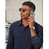 image:imageCOOFANDY Mens Long Sleeve Polo Shirts Casual Corduroy Polo TeeNavy Blue