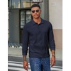 image:imageCOOFANDY Mens Long Sleeve Polo Shirts Casual Corduroy Polo TeeNavy Blue