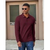 image:imageCOOFANDY Mens Long Sleeve Polo Shirts Casual Corduroy Polo TeeWine Red