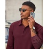 image:imageCOOFANDY Mens Long Sleeve Polo Shirts Casual Corduroy Polo TeeWine Red