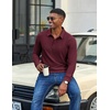 image:imageCOOFANDY Mens Long Sleeve Polo Shirts Casual Corduroy Polo TeeWine Red
