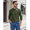 image:imageCOOFANDY Mens Long Sleeve Polo Shirts Casual Waffle Knit PoloArmy Green