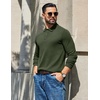 image:imageCOOFANDY Mens Long Sleeve Polo Shirts Casual Waffle Knit PoloArmy Green