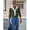 image:imageCOOFANDY Mens Long Sleeve Polo Shirts Casual Waffle Knit PoloArmy Green