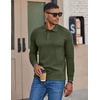 image:imageCOOFANDY Mens Long Sleeve Polo Shirts Casual Waffle Knit PoloArmy Green