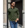 image:imageCOOFANDY Mens Long Sleeve Polo Shirts Casual Waffle Knit PoloArmy Green