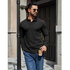 image:imageCOOFANDY Mens Long Sleeve Polo Shirts Casual Waffle Knit PoloBlack