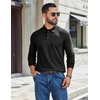 image:imageCOOFANDY Mens Long Sleeve Polo Shirts Casual Waffle Knit PoloBlack