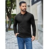 image:imageCOOFANDY Mens Long Sleeve Polo Shirts Casual Waffle Knit PoloBlack