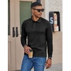 image:imageCOOFANDY Mens Long Sleeve Polo Shirts Casual Waffle Knit PoloBlack